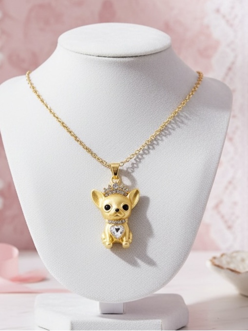 👑 Royalty Chihuahua Dog Princess Pendant Necklace for Pet Lover Dog Mom Glam